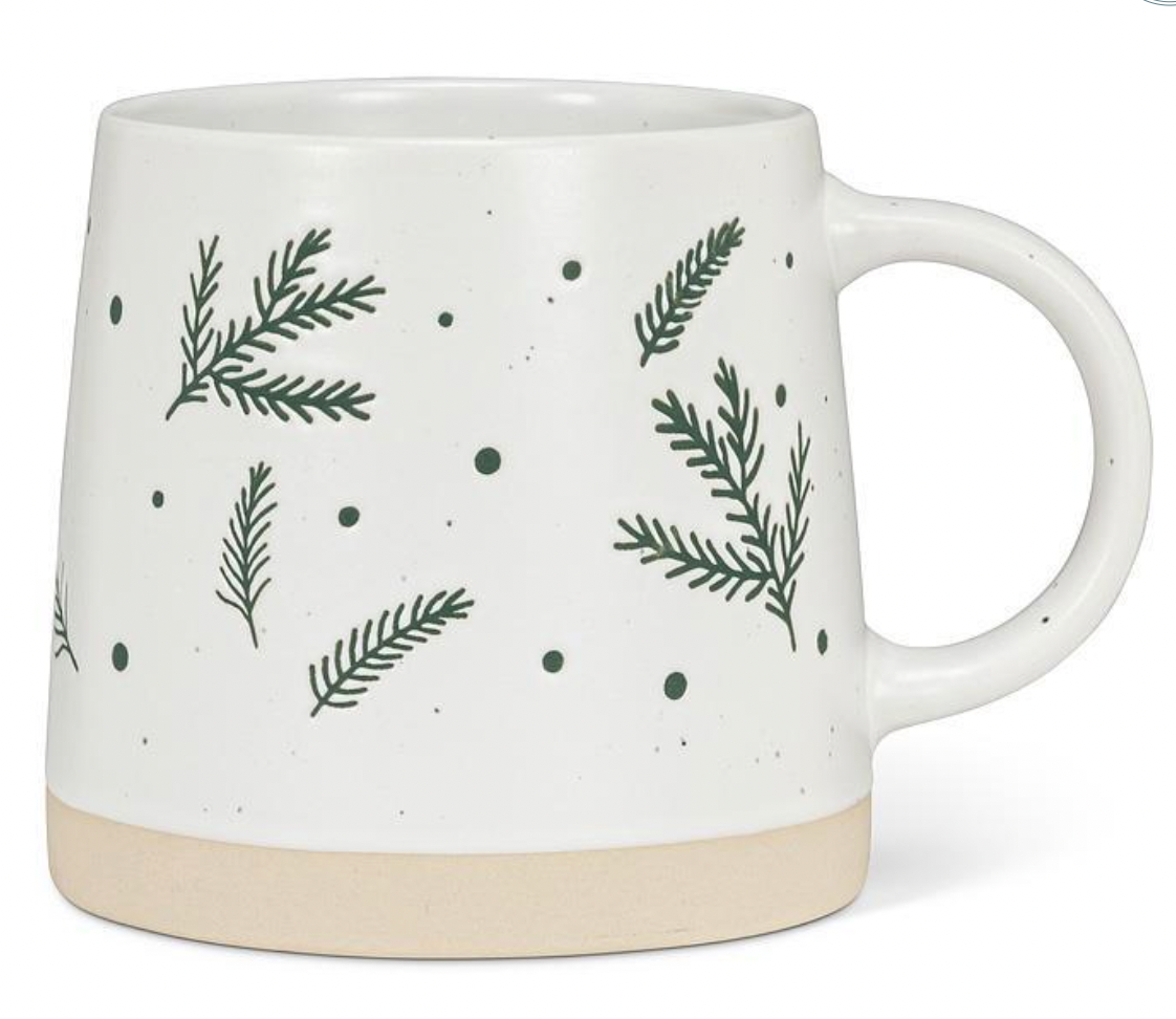 Wide Base Mug with Pine Branches