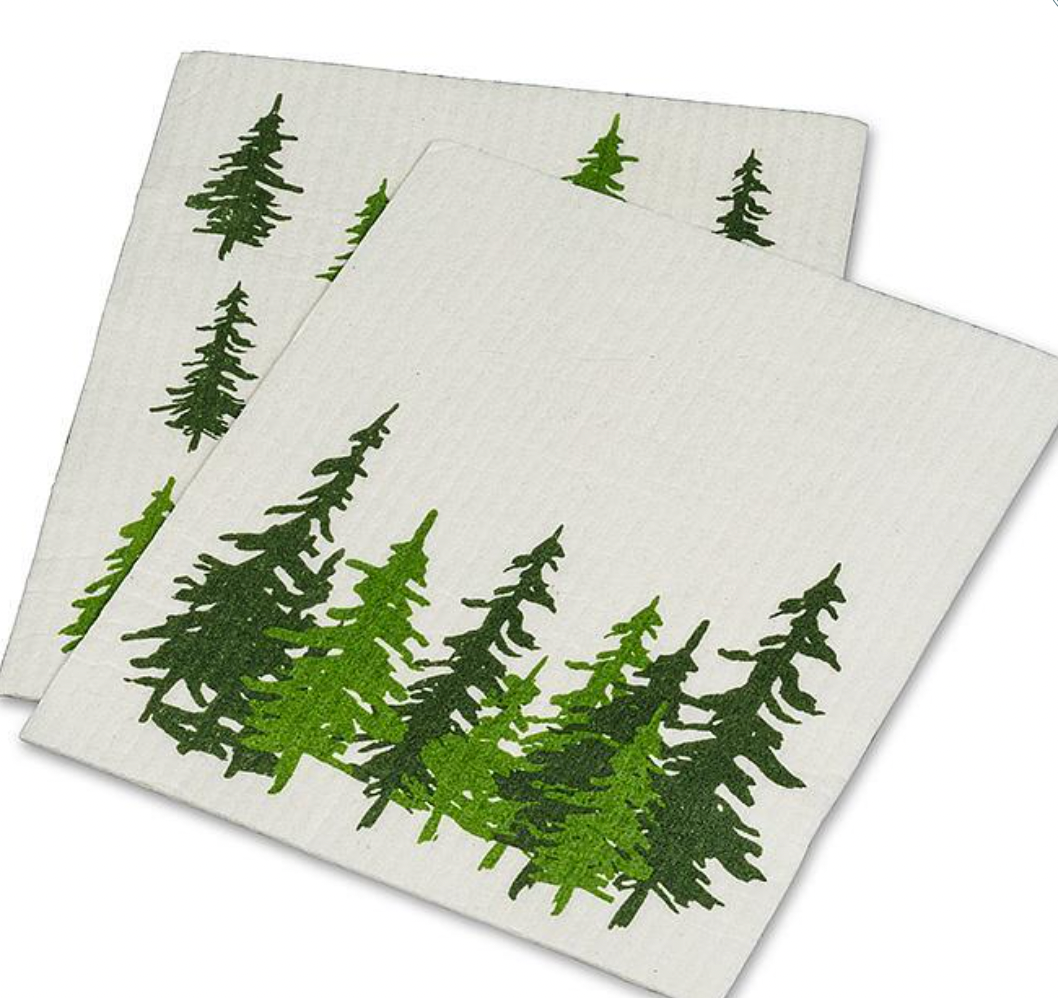 Evergreen Forest Dish Cloths.Set of 2