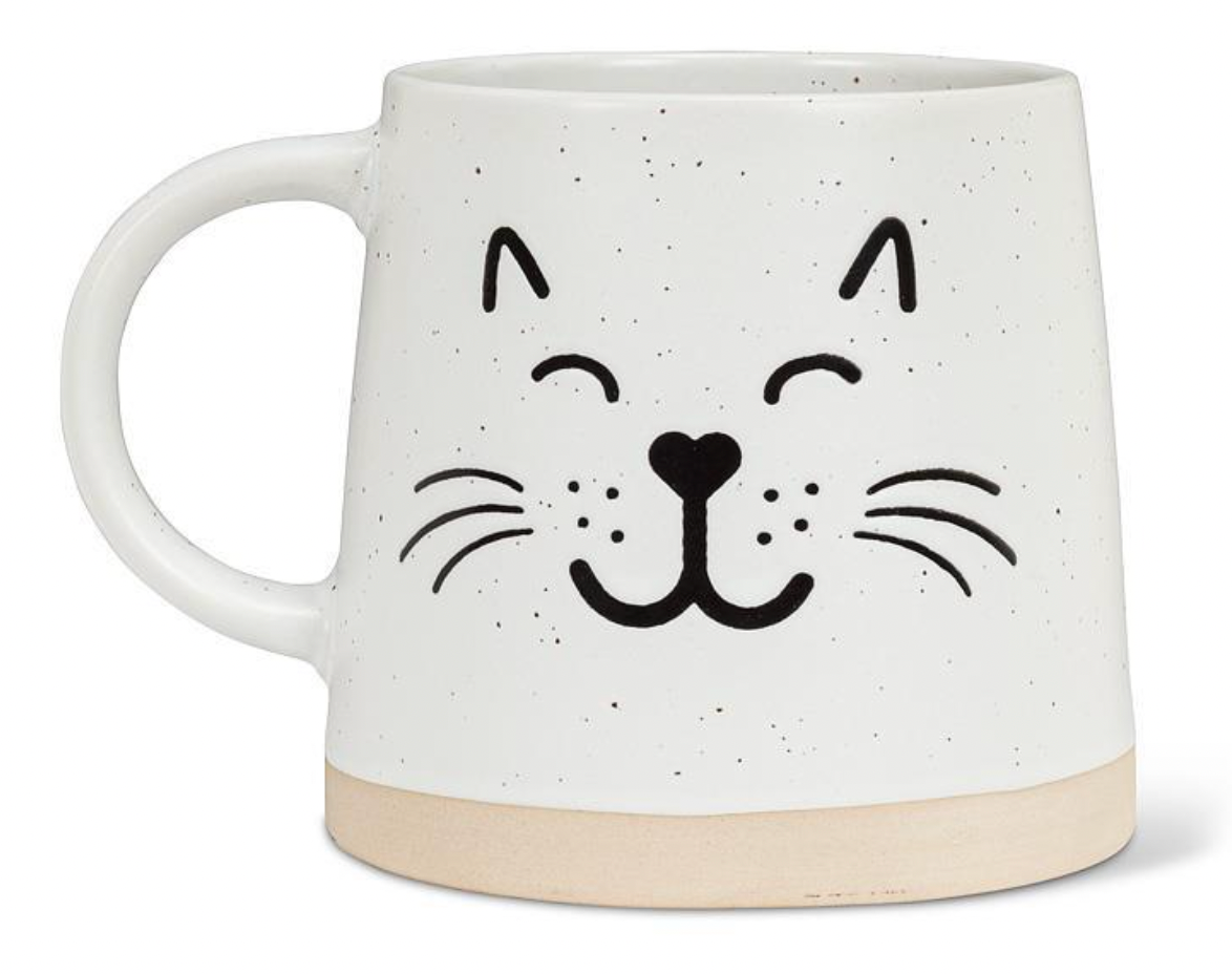 Wide Base Mug with Cat Face