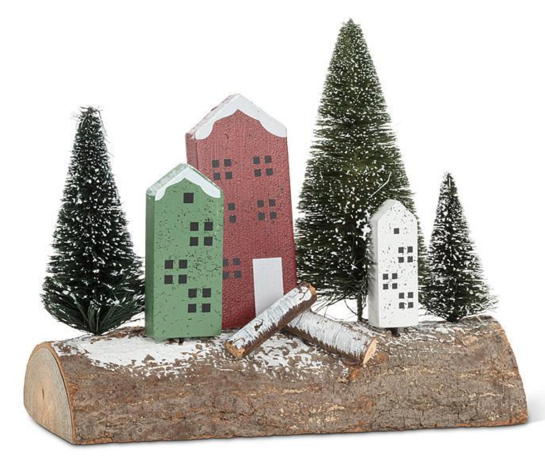 House & Tree Scene on Log