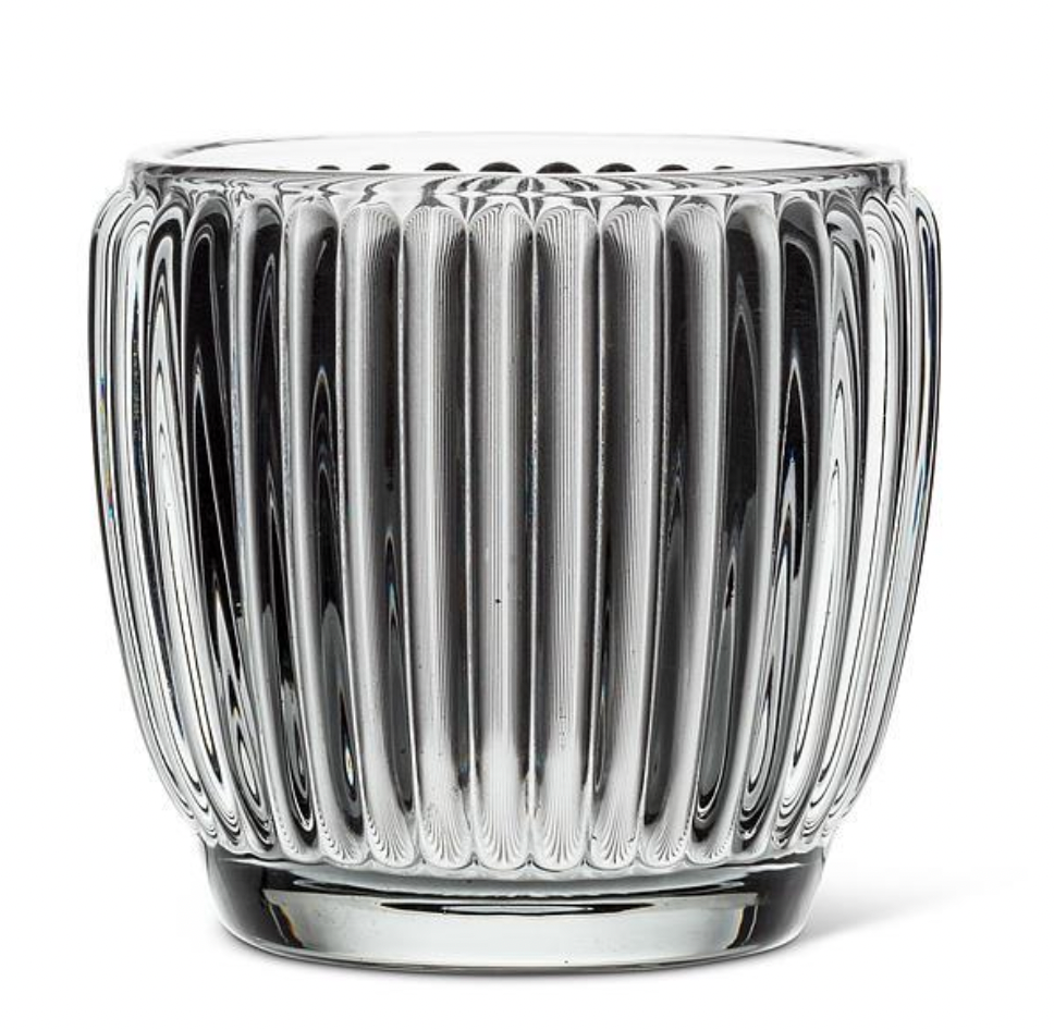 Small Ribbed Votive-Smoke Grey