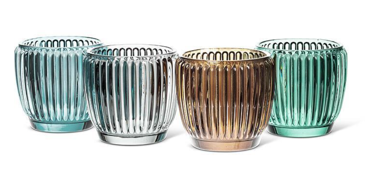 Small Ribbed Votive-Smoke Grey