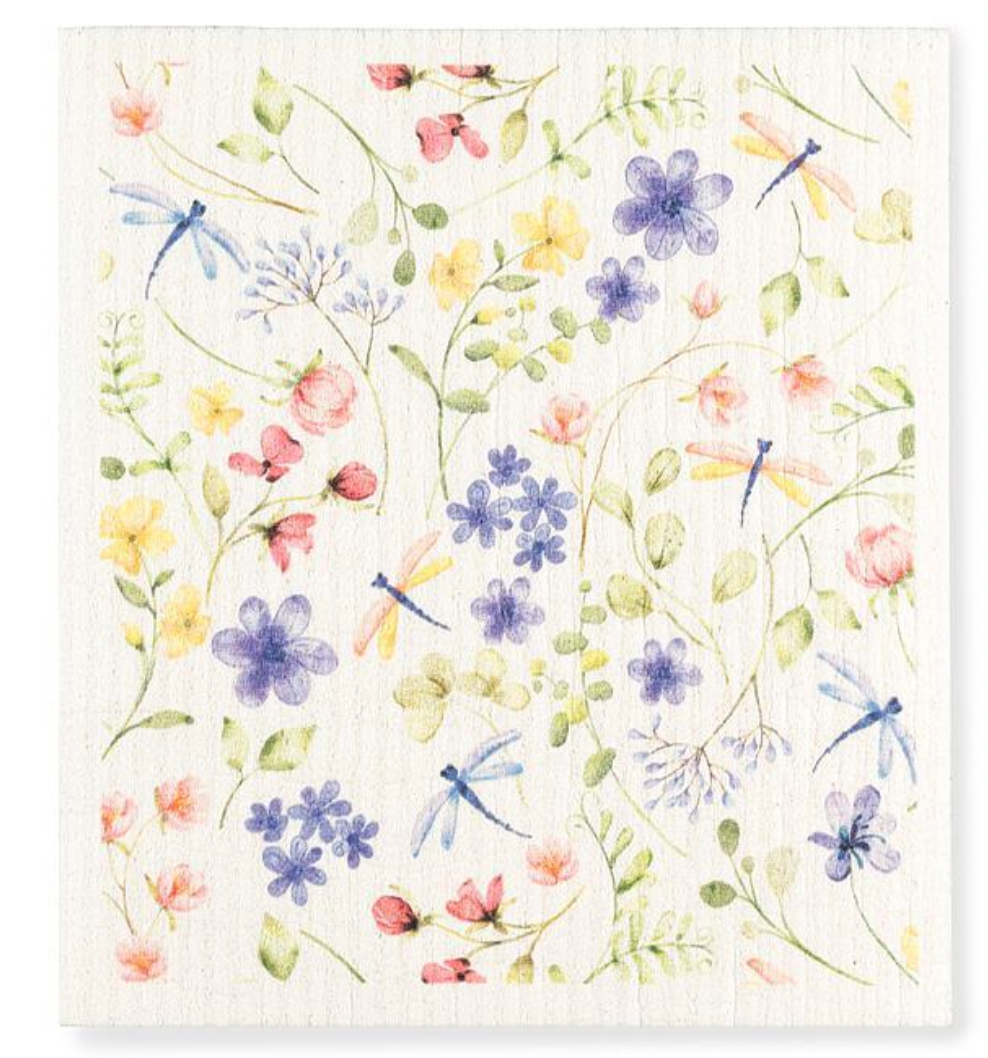 Dragonfly & Floral Dishcloth