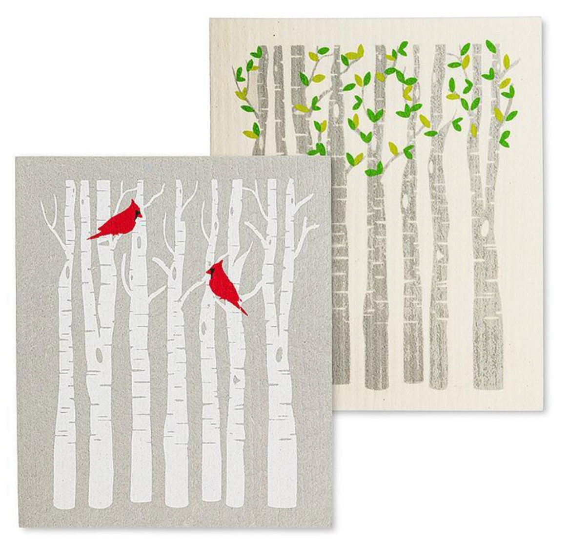 Birch Forest & Cardinal Dishcloths