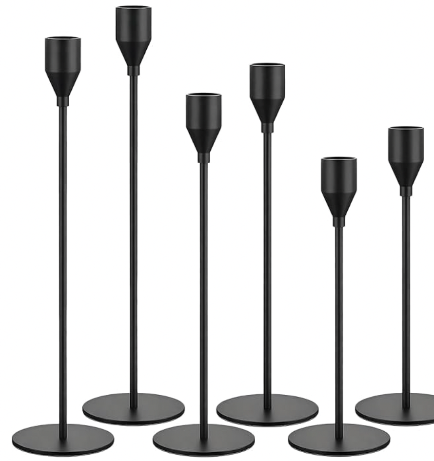 Black Matte Taper Candle Holders