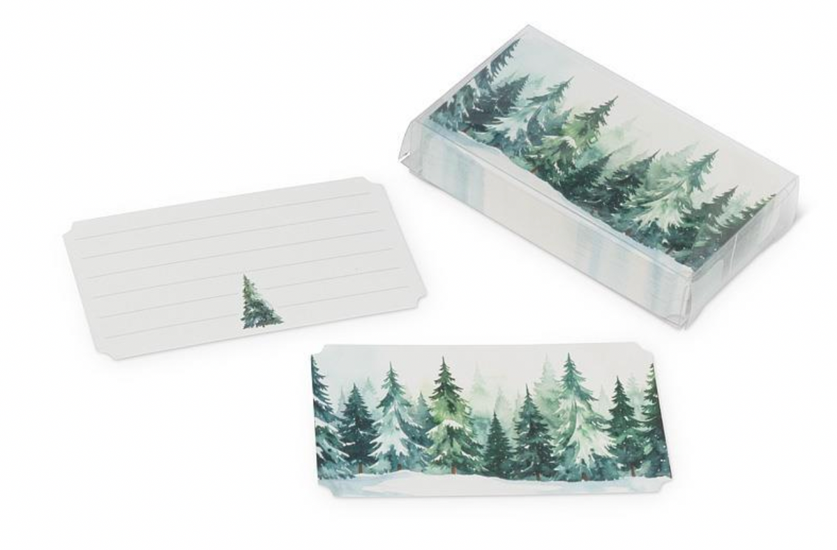 Watercolour Pines Mini Note Cards - 50 Pieces