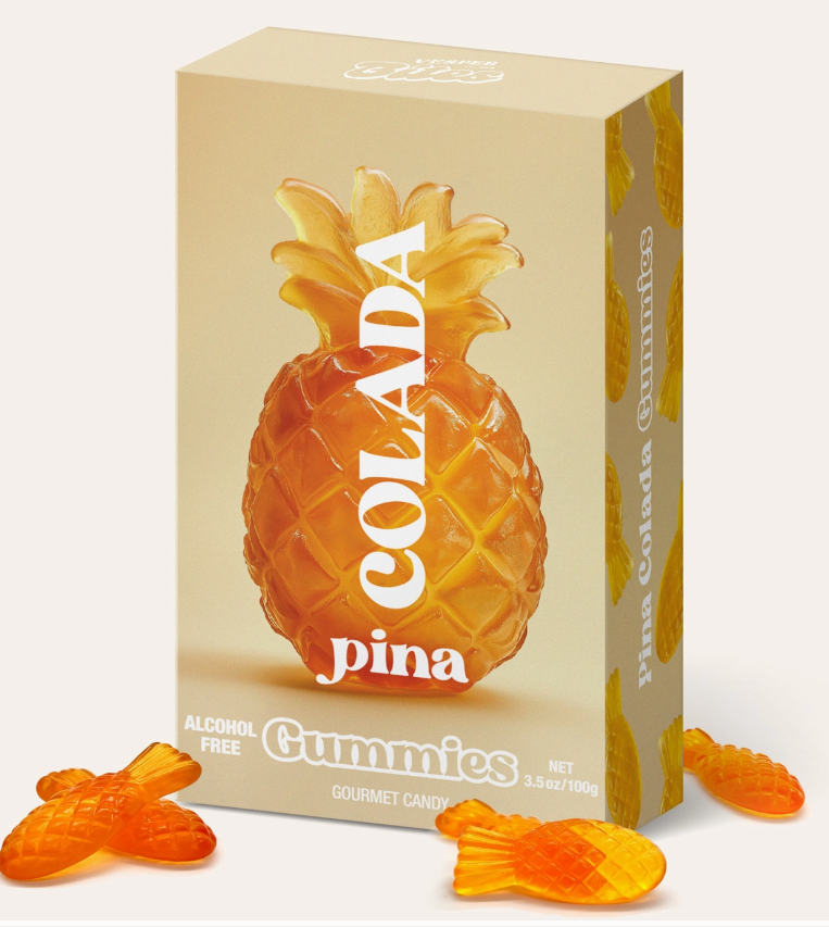 Pina Colada Gummies, Chewy Candies, Alcohol-Free