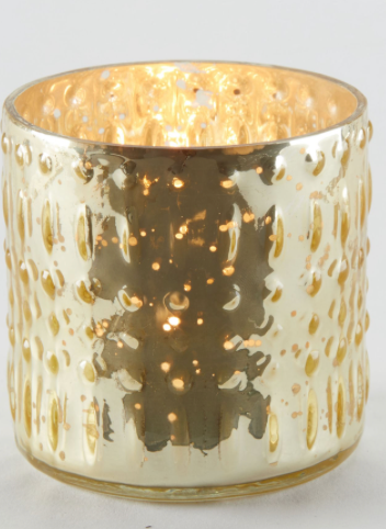 Gold Mercury Glass Straight Candle Holder