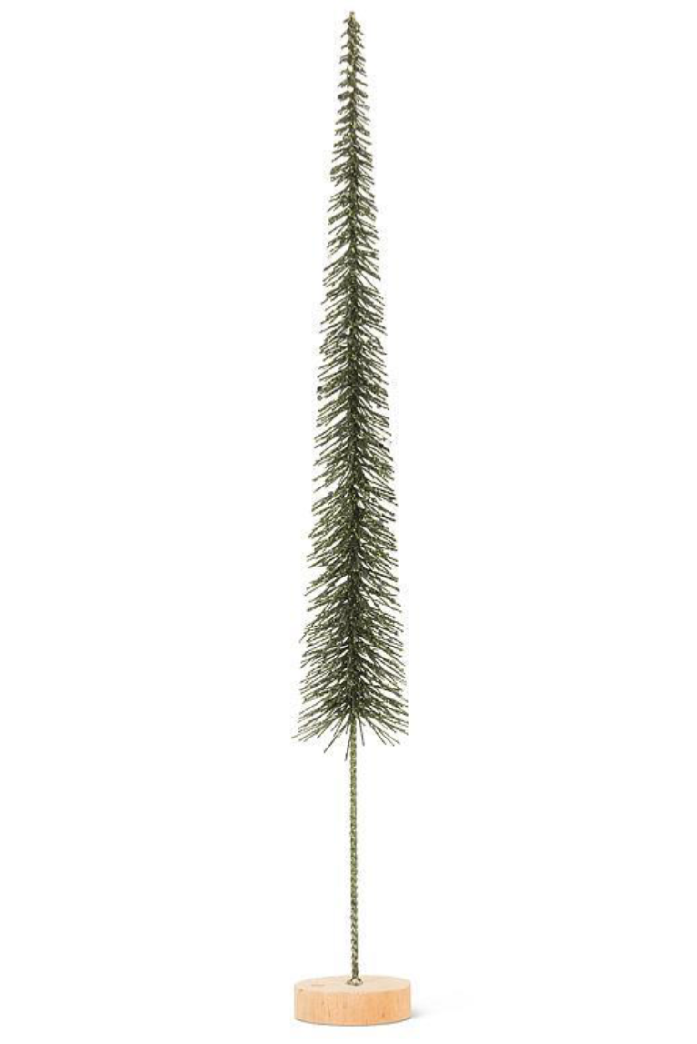 18" forest green skinny glitter tree