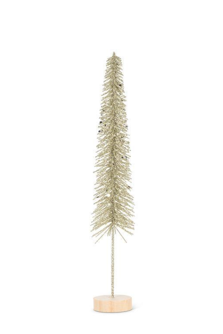 10.5" platinum glitter brush tree