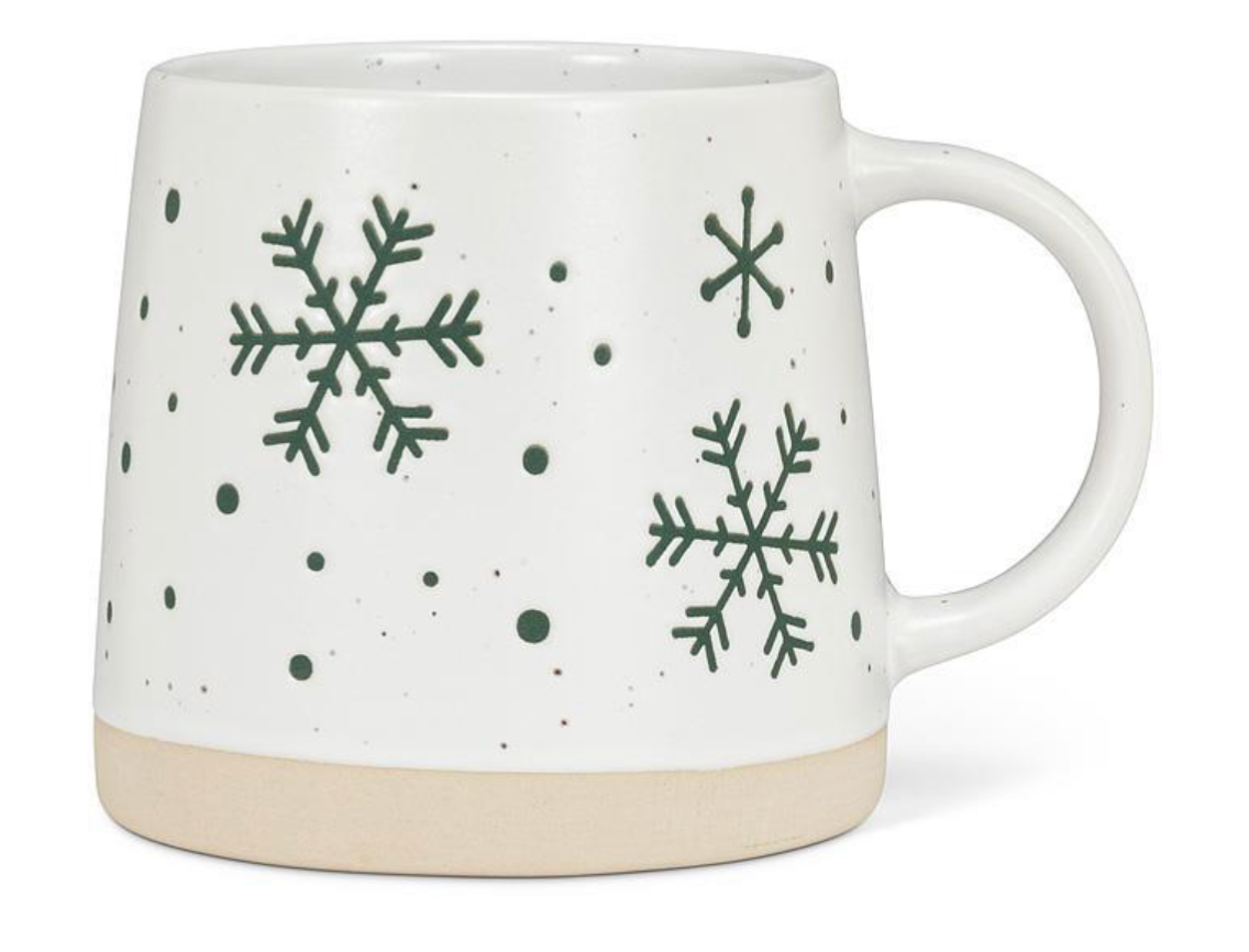 Wide Base Mug with Snowflakes