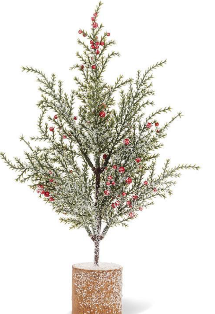 Snowy Pine Tree with Berries