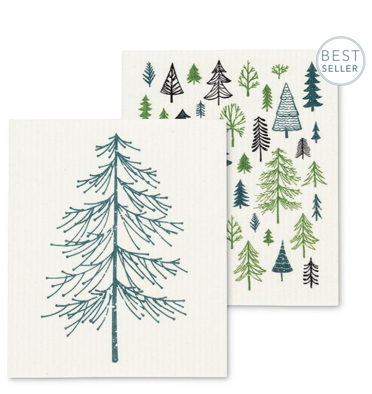 Allover Trees Dishcloths.Set of 2