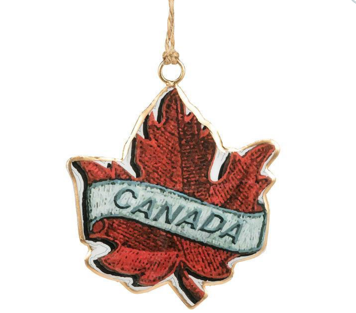 Maple Leaf with Canada Ornament