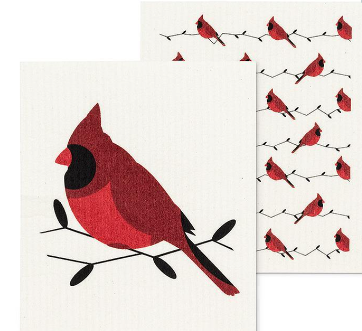 Cardinals Dishcloths.Set of 2