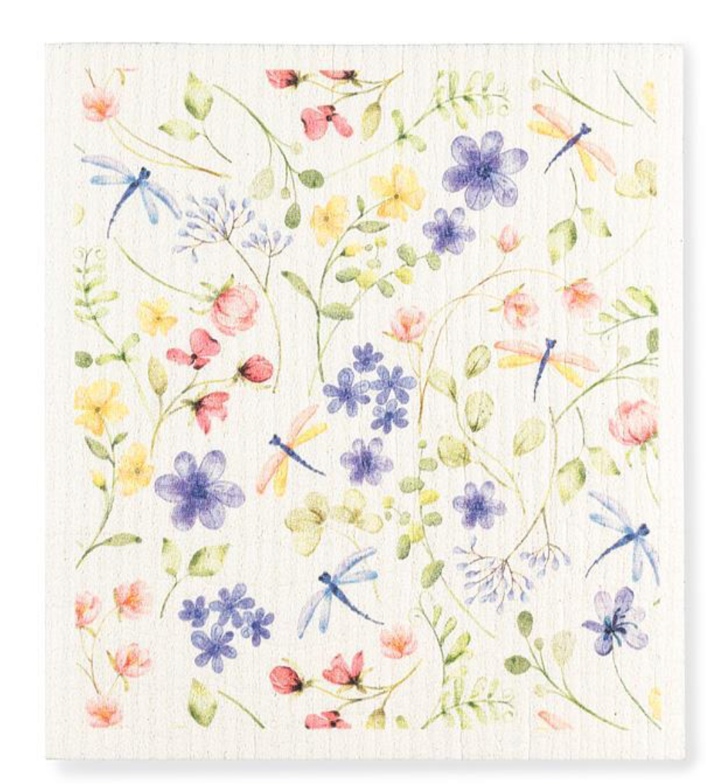 Dragonfly & Floral Dishcloth