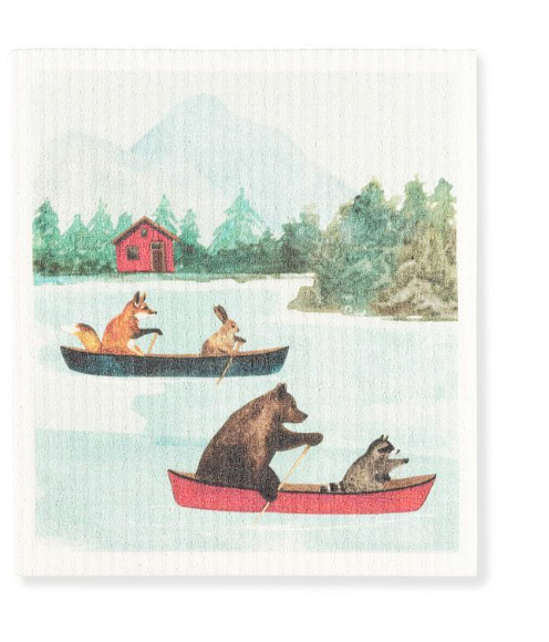 Animals in Canoe Dishcloth