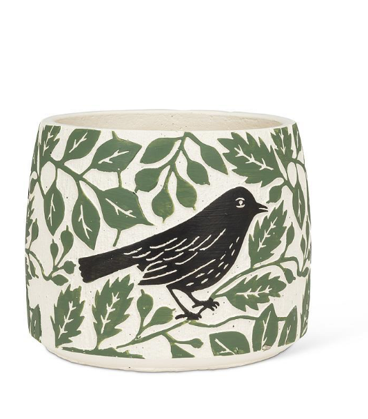 Small Crow & Leaves Planter