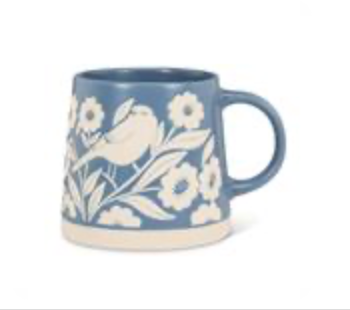 Wide Base Mug With Leaves and Birds