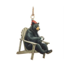 Black Bear in Chair Ornament-3.5"H