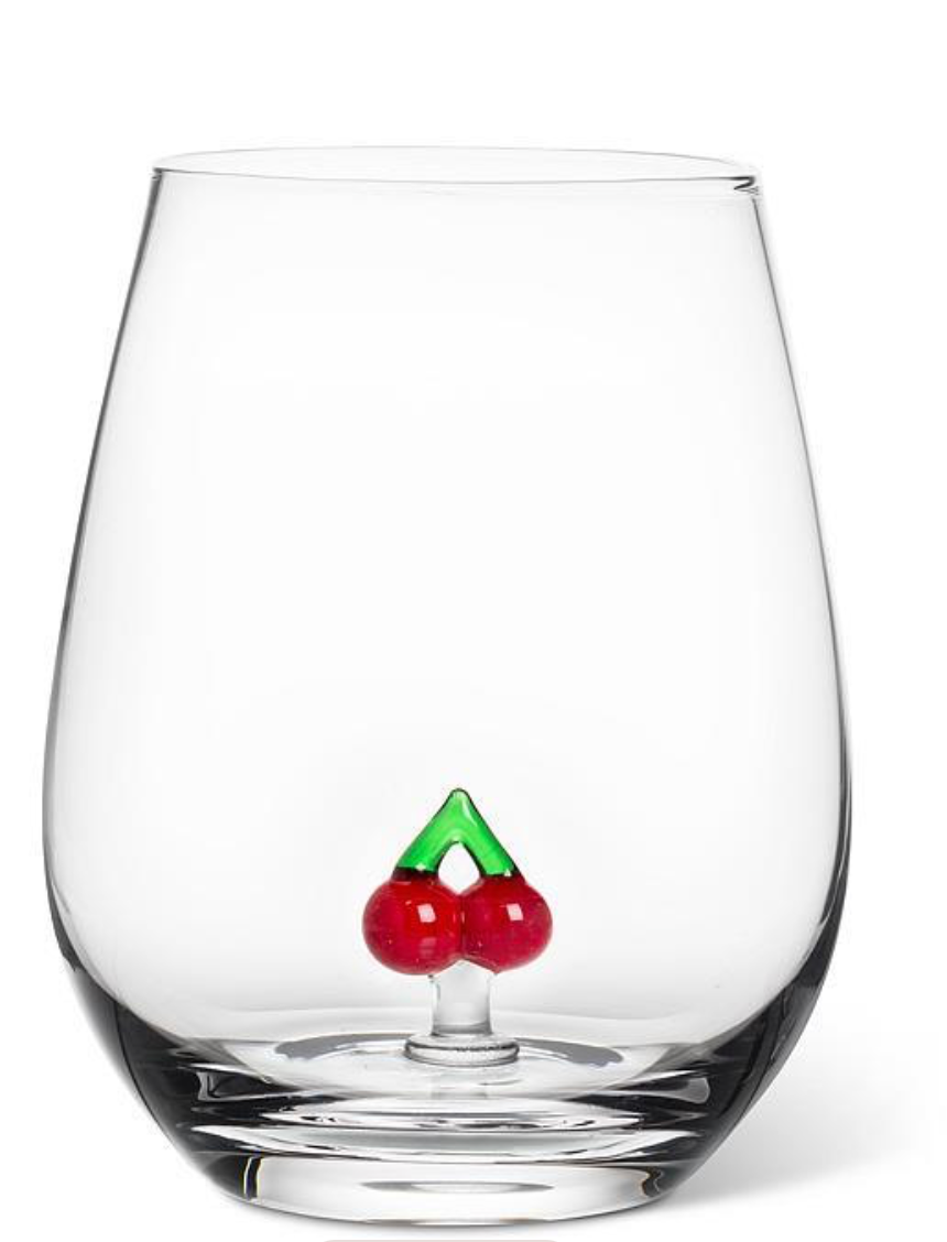 Cherries Icon Stemless Wine Glass