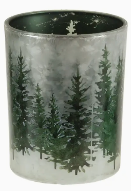 5" Glass Cylinder Vase w/Trees