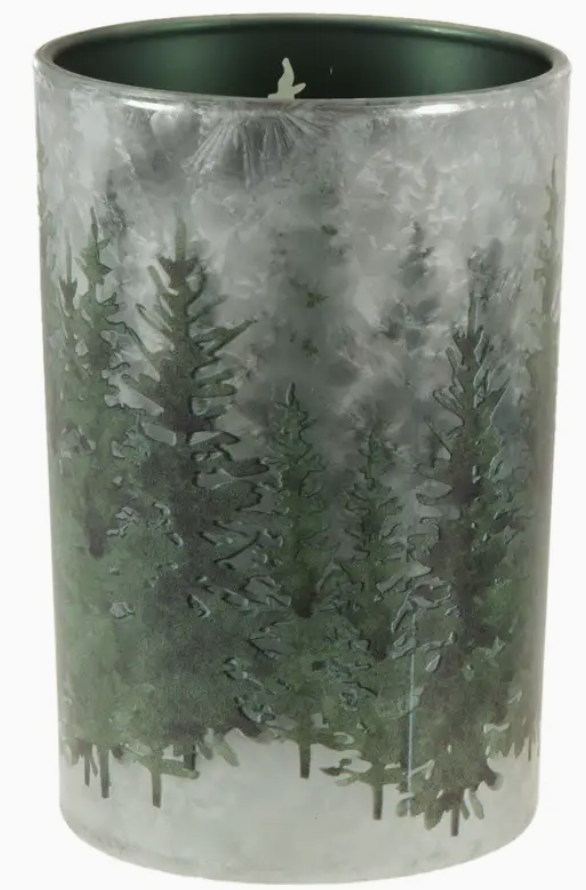 7" Glass Cylinder Vase w/Trees