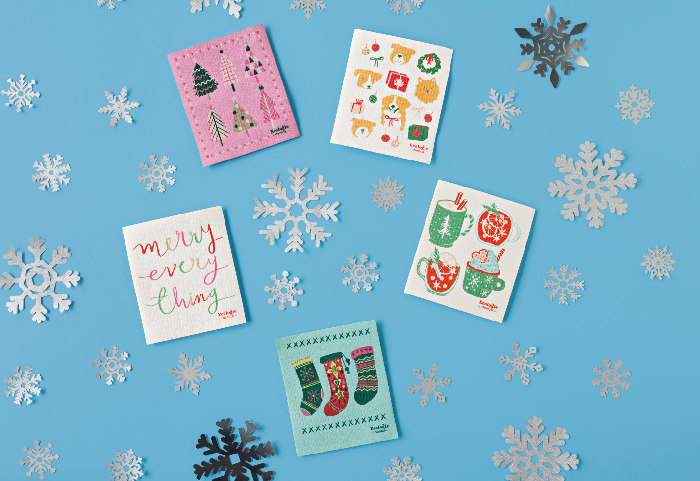 Cozy Cups Christmas Swedish Dishcloth