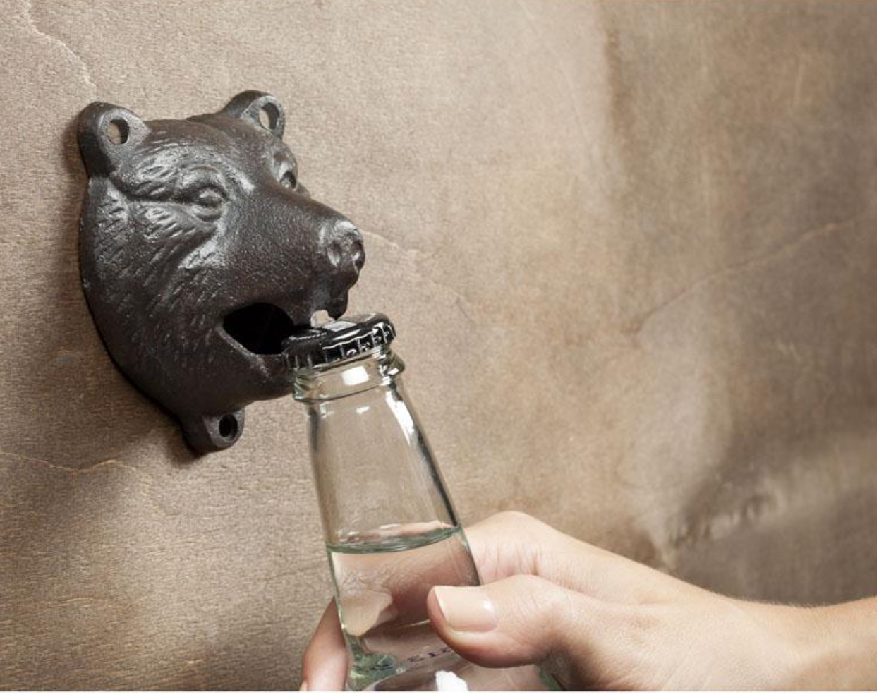 Growling Bear Wall Bottle Opener