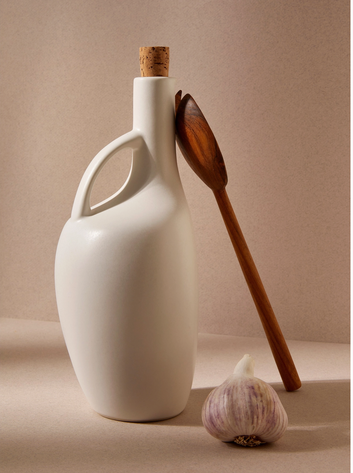 Stoneware Olive Oil Dispenser  - Matte White