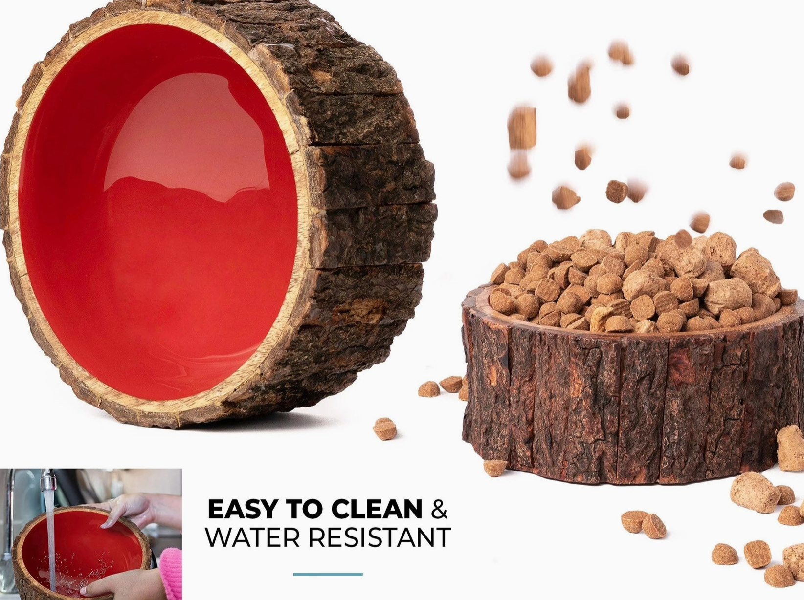 Farmhouse Wood Dog Bowl