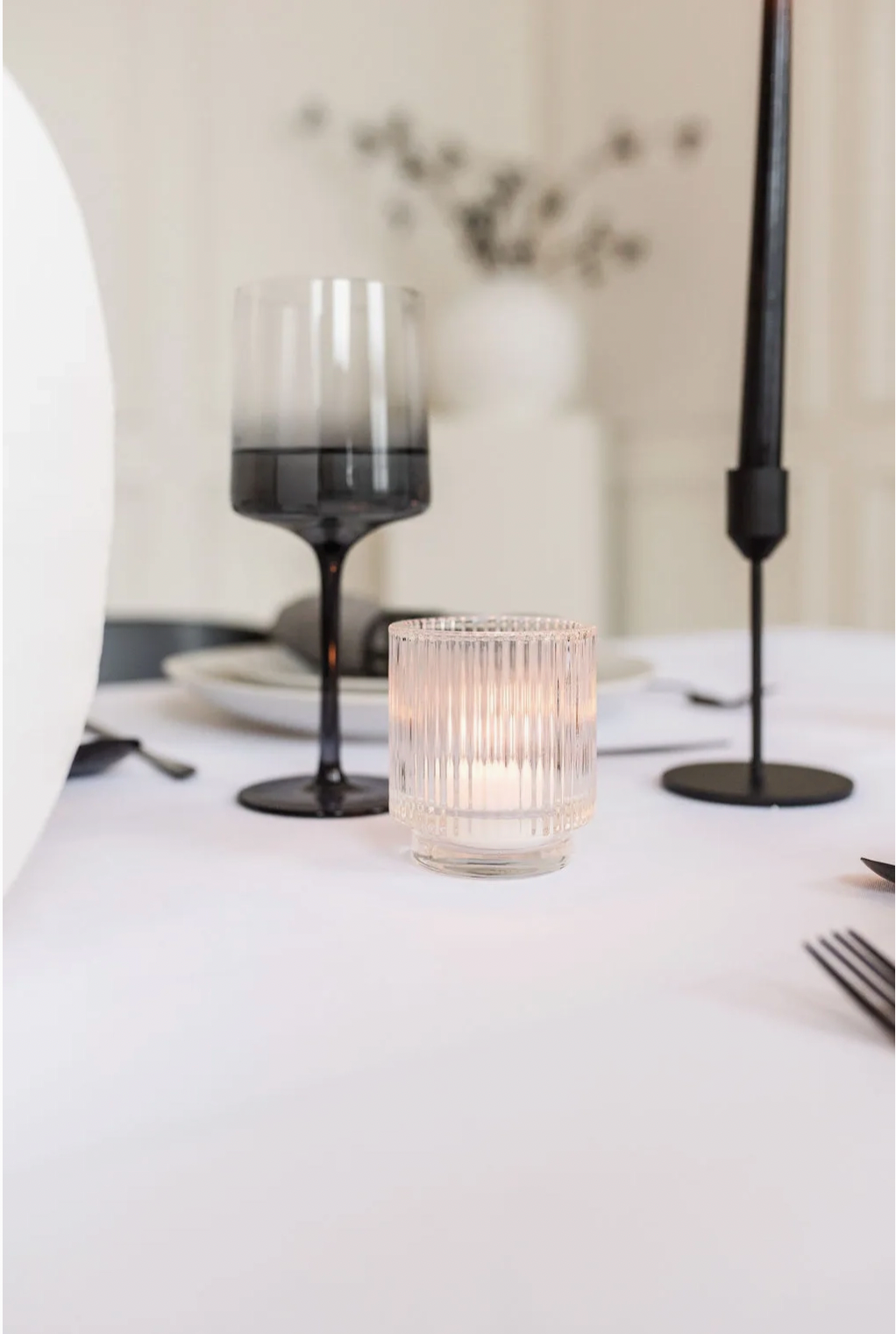 Clear Glass Ribbed Tealight Holders