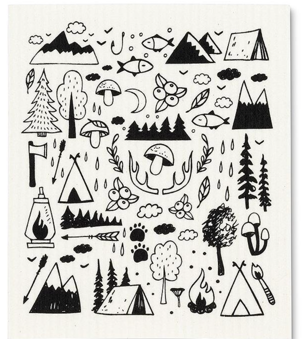 Camping Motif Dishcloths. Set of 2