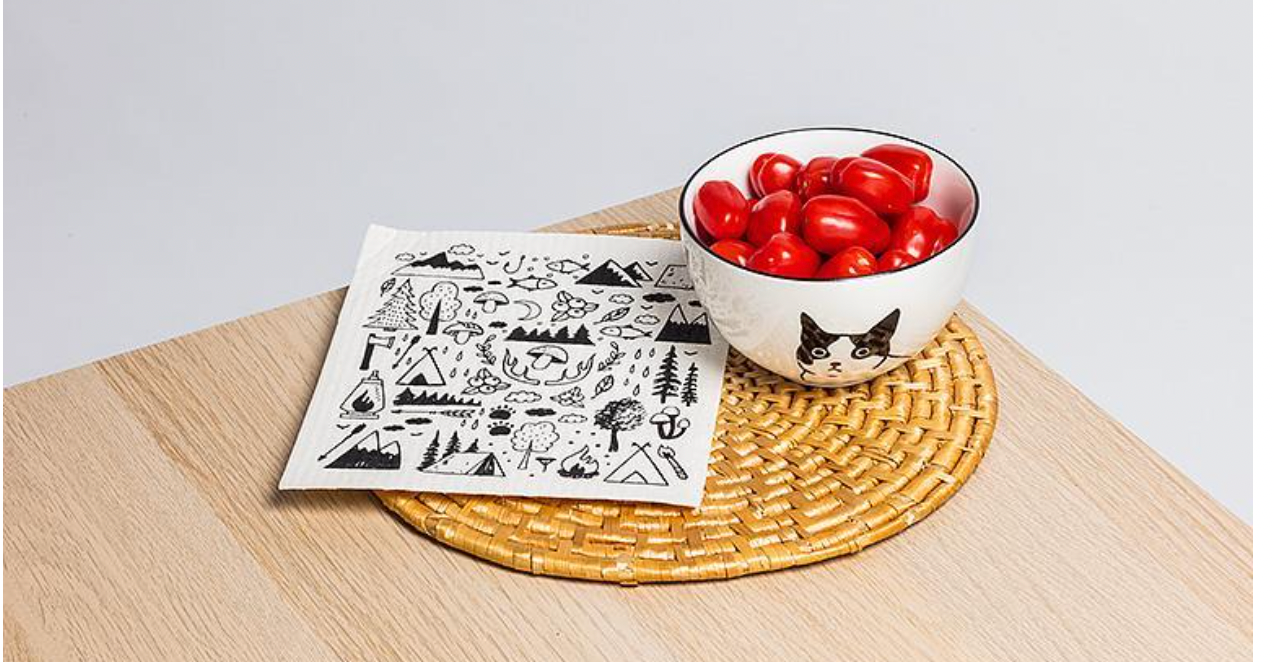 Camping Motif Dishcloths. Set of 2