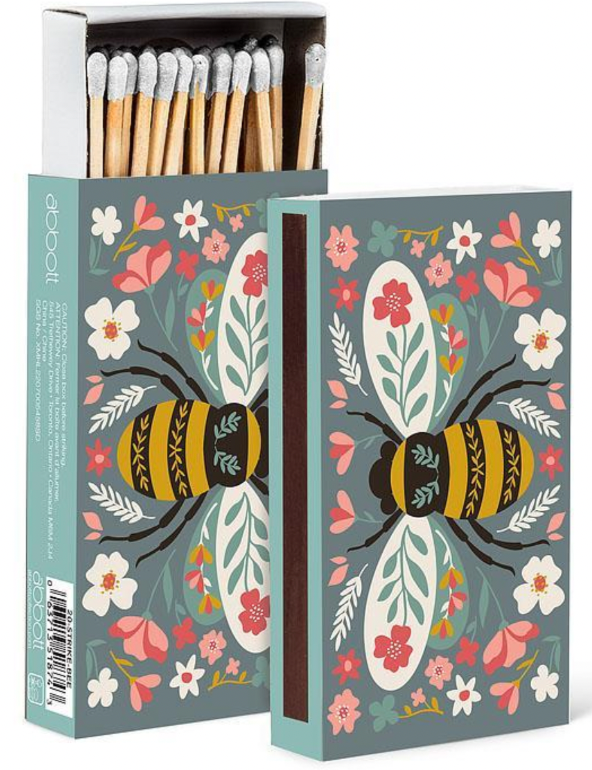 Colourful Floral Bee Matches. 45 Sticks