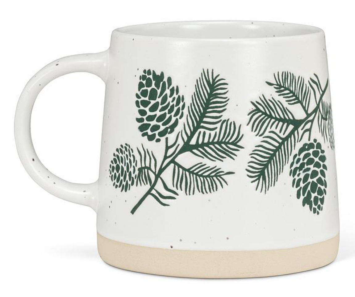 Wide Base Mug with Pinecones