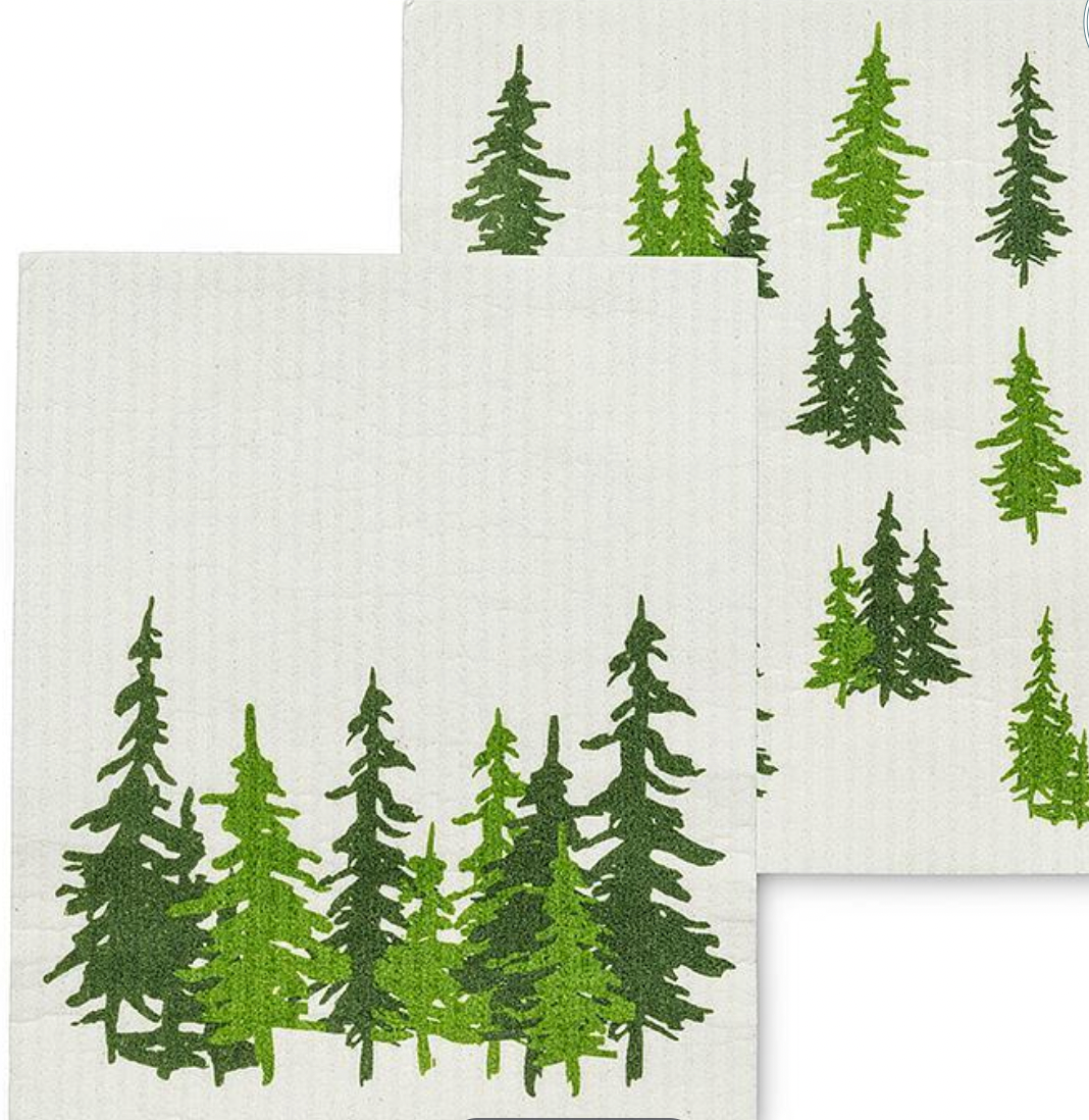 Evergreen Forest Dish Cloths.Set of 2