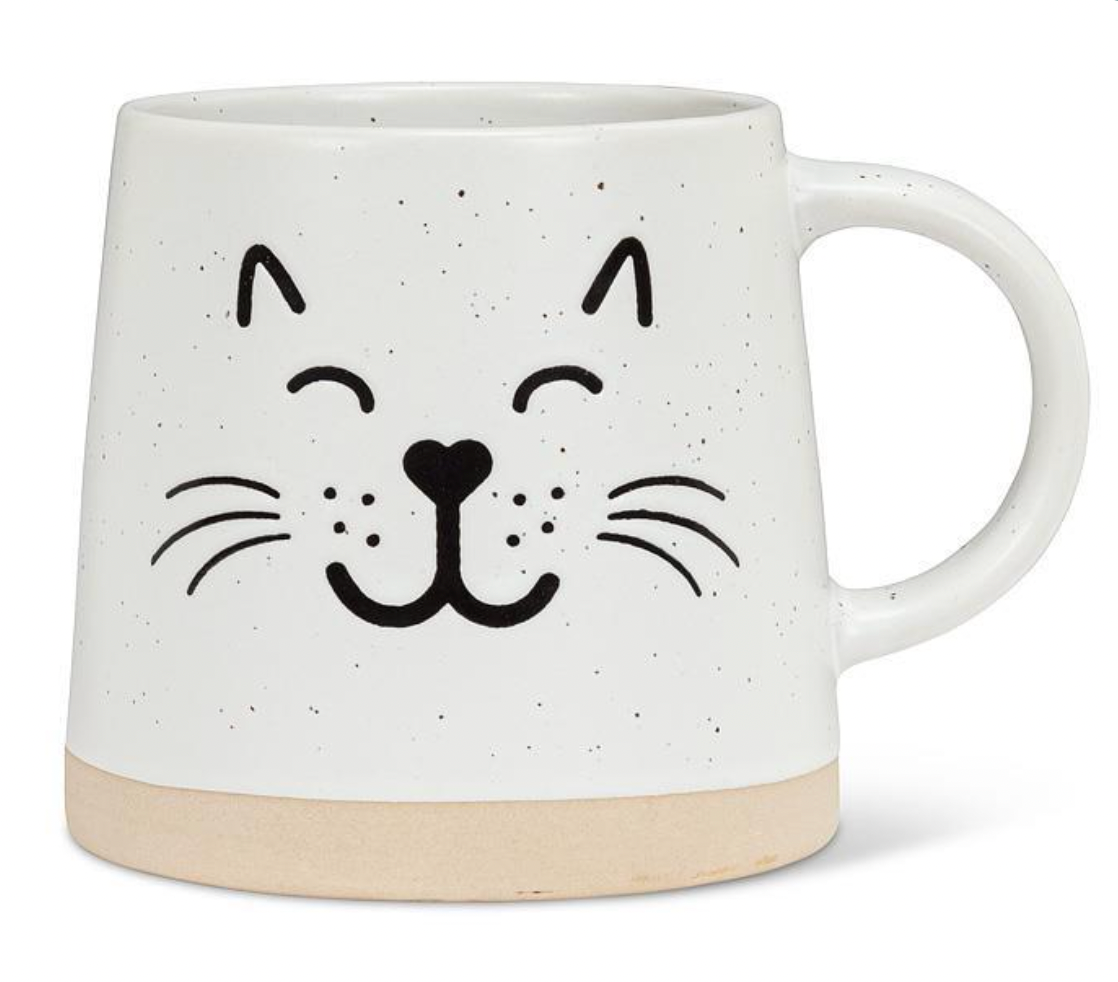 Wide Base Mug with Cat Face