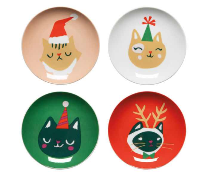 Let it Meow Christmas Appetizer Plates