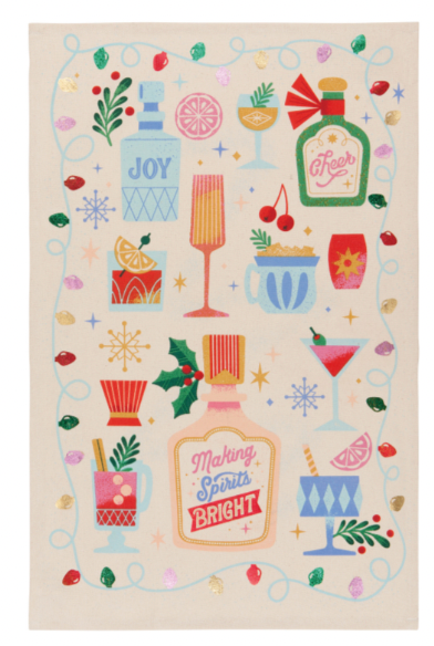 Spirits Bright Christmas Dishtowel