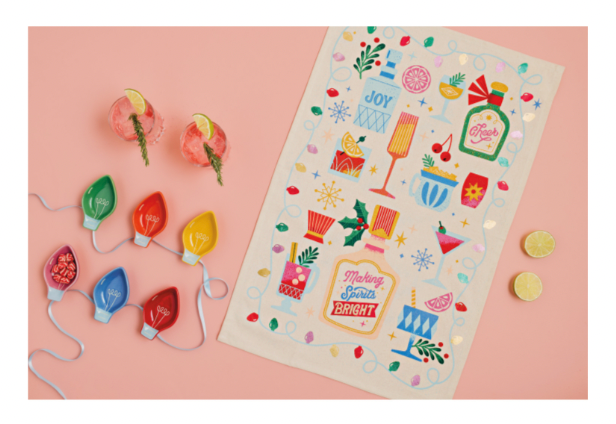 Spirits Bright Christmas Dishtowel