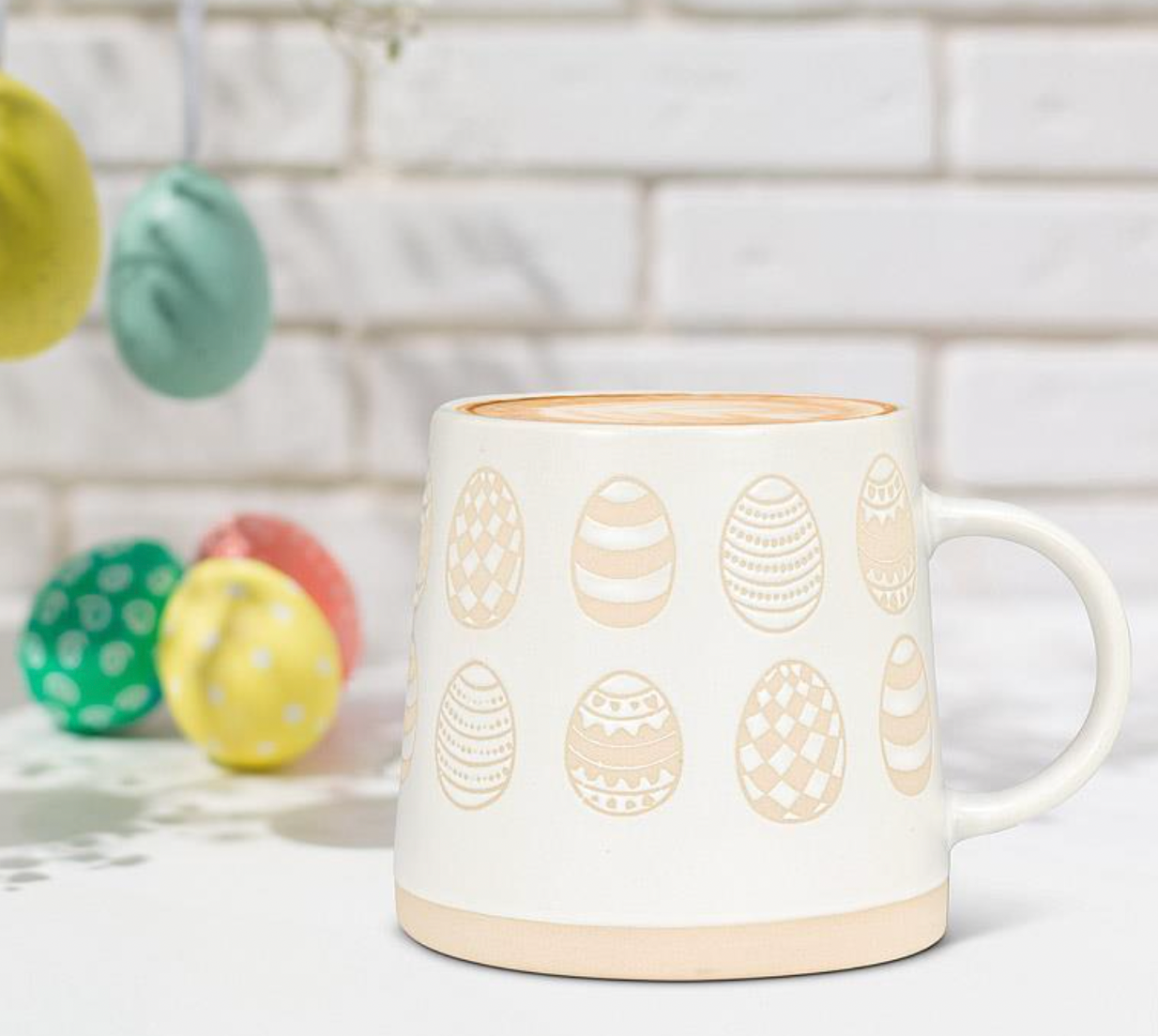 Wide Base Mug w/Patterned Eggs