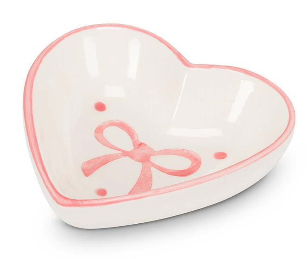 Sm Dish w/Bows-Ivory/Pnk