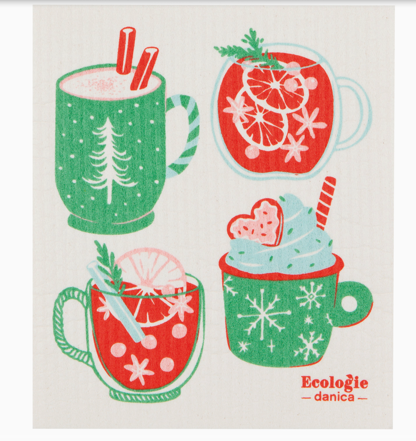 Cozy Cups Christmas Swedish Dishcloth