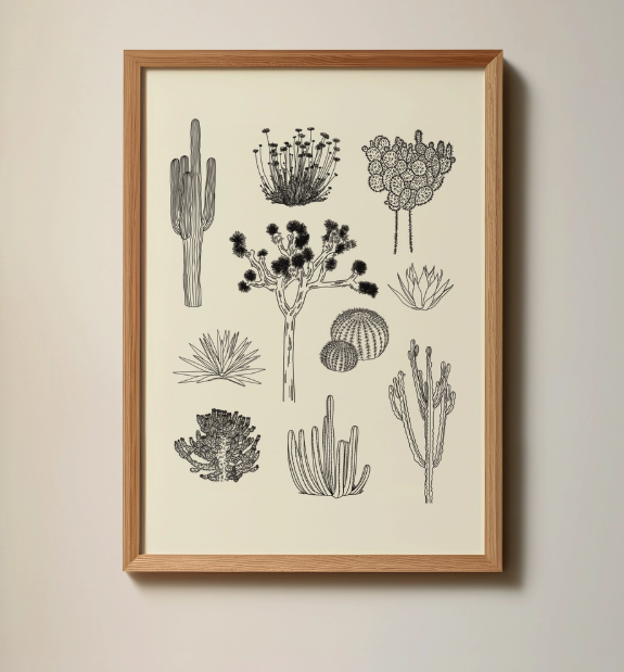 Minimalist Desert Cacti Art Print