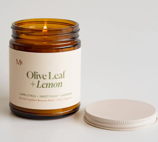 Olive Leaf + Lemon | Canadian Beeswax Candle