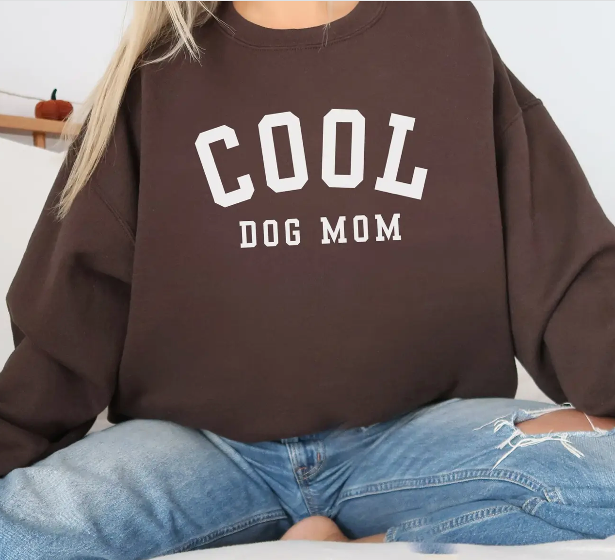 Cool Dog Mom Sweatshirt Crewneck Dog Lovers Gift Brown