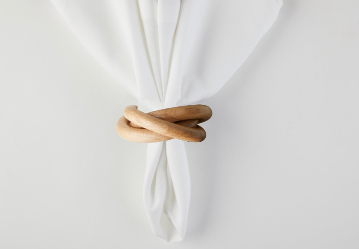 Wooden 3 - Ring Napkin Ring - Natural