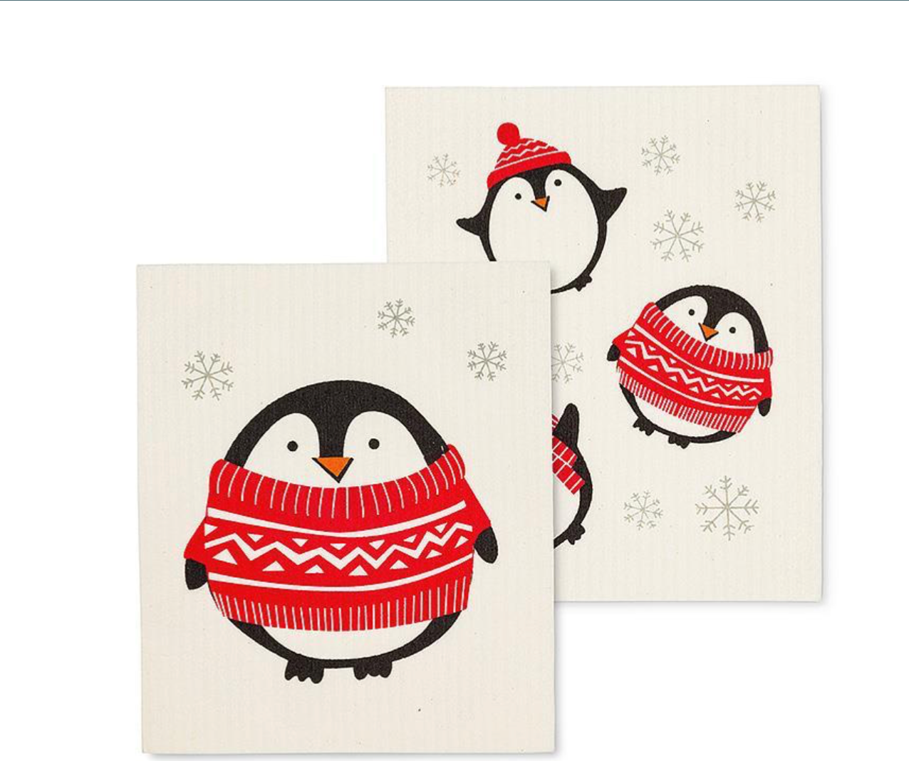 Holiday Penguin Dishcloths. Set of 2