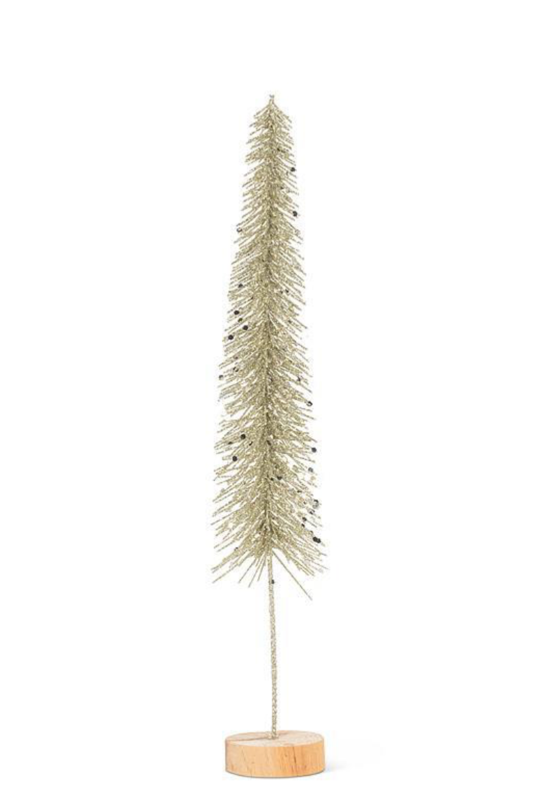 13" Platinum Glitter Brush Tree